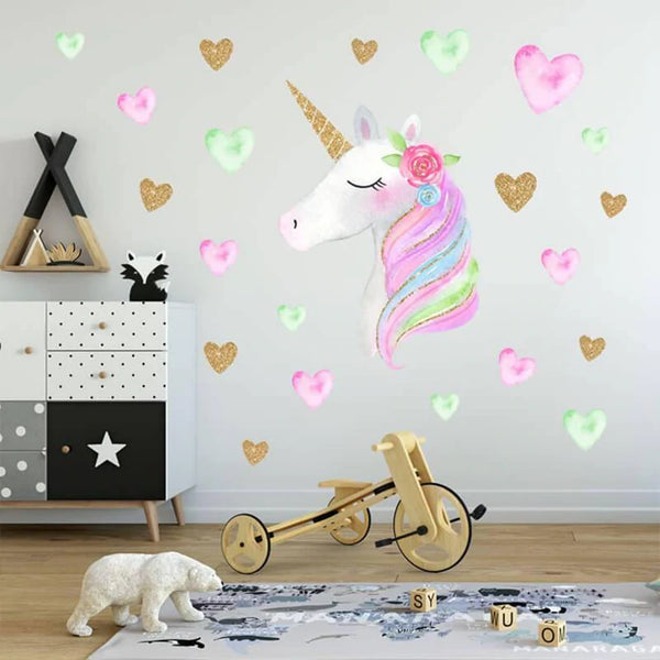 White Unicorn Peel and Stick Wall Decals