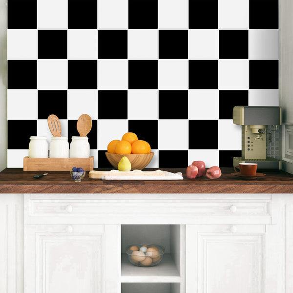 Black and White Square Backsplash