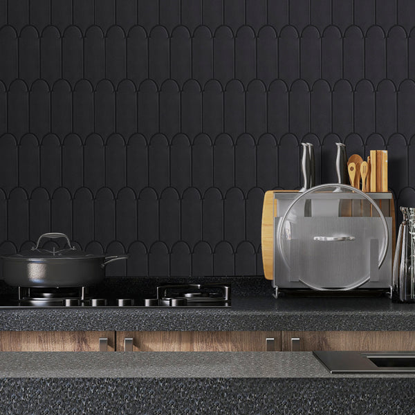 black fish scal backsplash peel and stick tiles