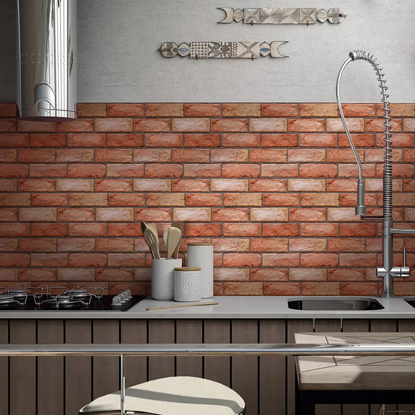 farmhouse brick backsplash