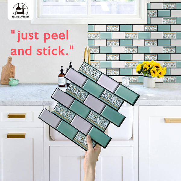 green peel and stick wall tiles