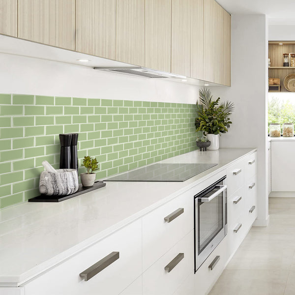 Olive Green Subway Peel and Stick Tile Backsplash