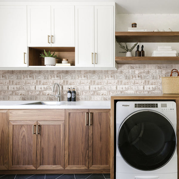 peel and stick tile for laundry room backsplash