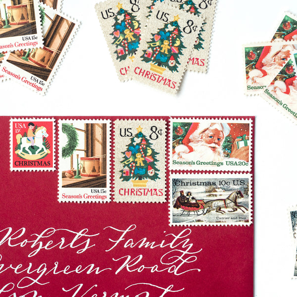 10 Christmas Mailbox Postage Stamps Unused Vintage Holiday Stamps for  Mailing