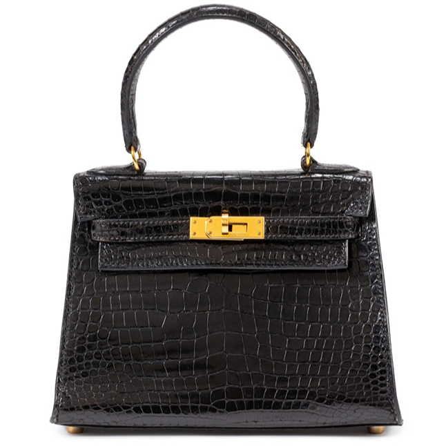 Black Lambskin Kelly Quilted Mini Flap