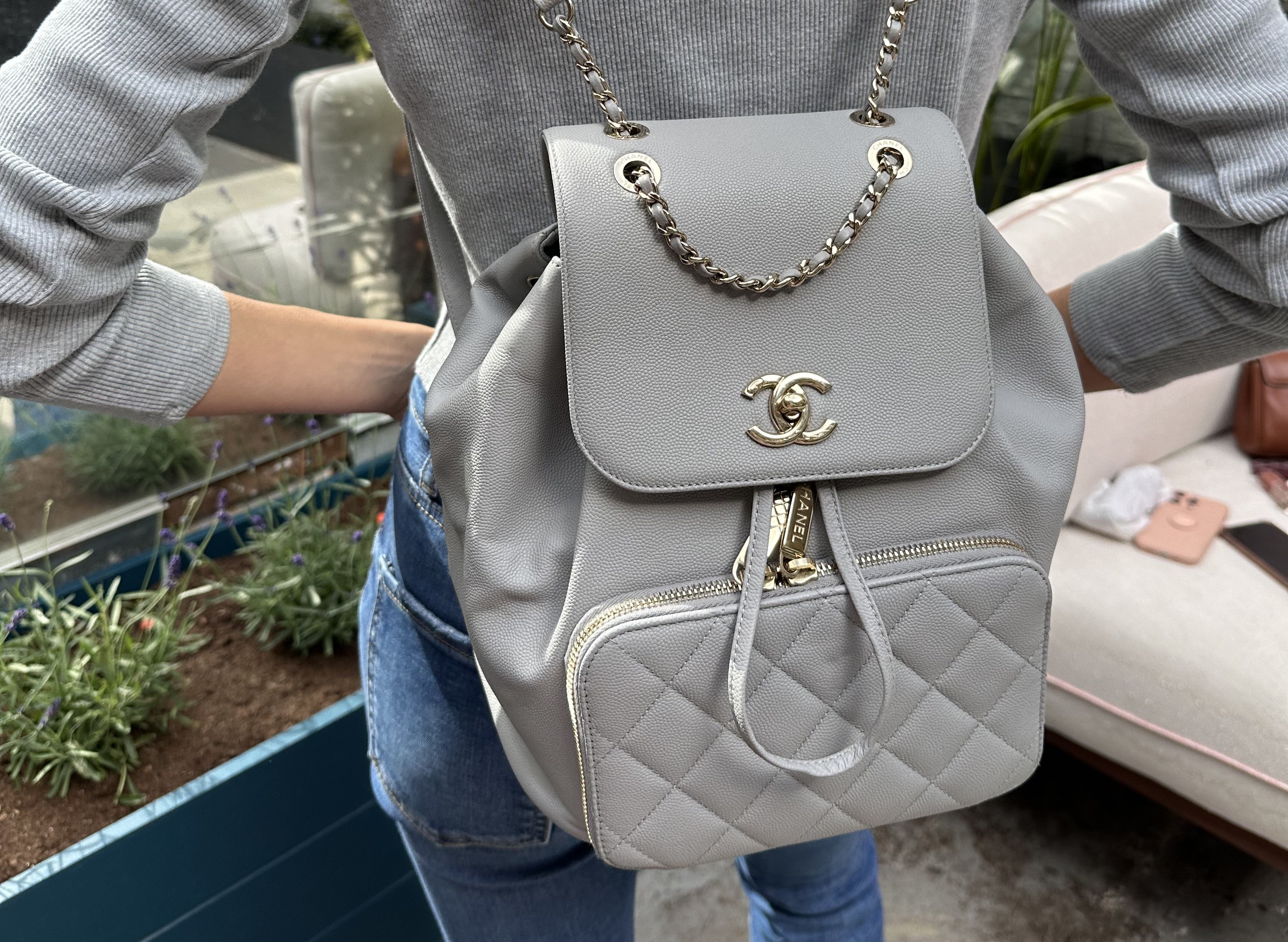 Chanel Gray Medium Business Affinity with Gold Hardware and Chanel