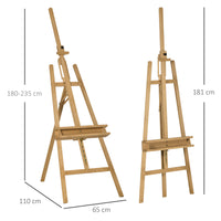 Vinsetto H-Frame Wooden Studio Easel Height Adjustable with Canvas