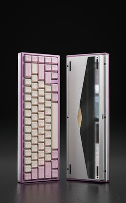 [Extra] Choice65 - No Flex Cuts Pcb, Full CNC Alu Case, Consistent Typing Experience as variant: Pink + E-White / Silver stainless steel PVD