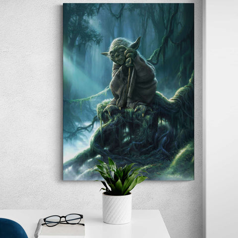 Tableau Star Wars Yoda Planète