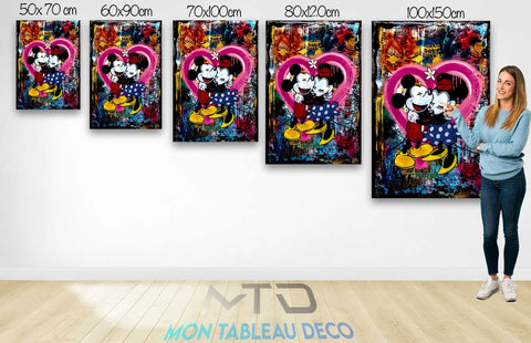 Tableau Street Art L'amour Mickey et Minnie