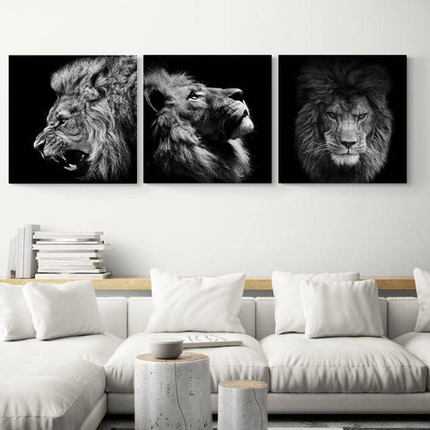 Tableau Lion noir et blanc