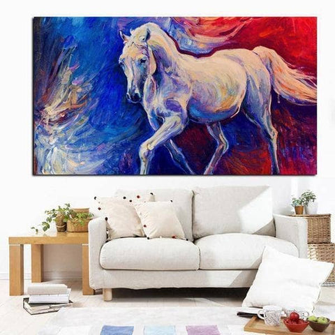 Tableau Cheval Blanc Aquarelle