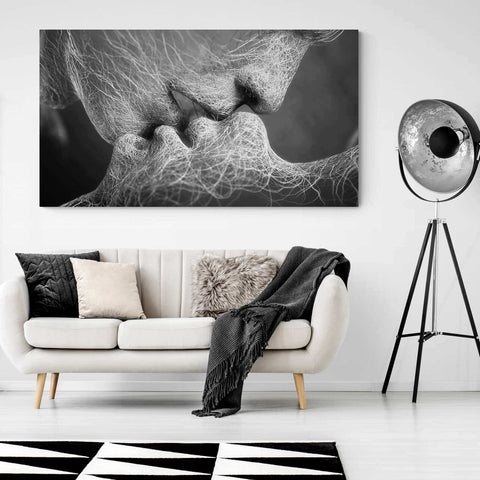 Tableau noir et blanc moderne le kiss