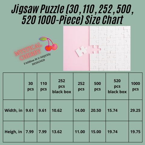 Mystical Cherry's puzzle size chart