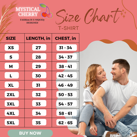 Mystical Cherry T-shirt Size Chart