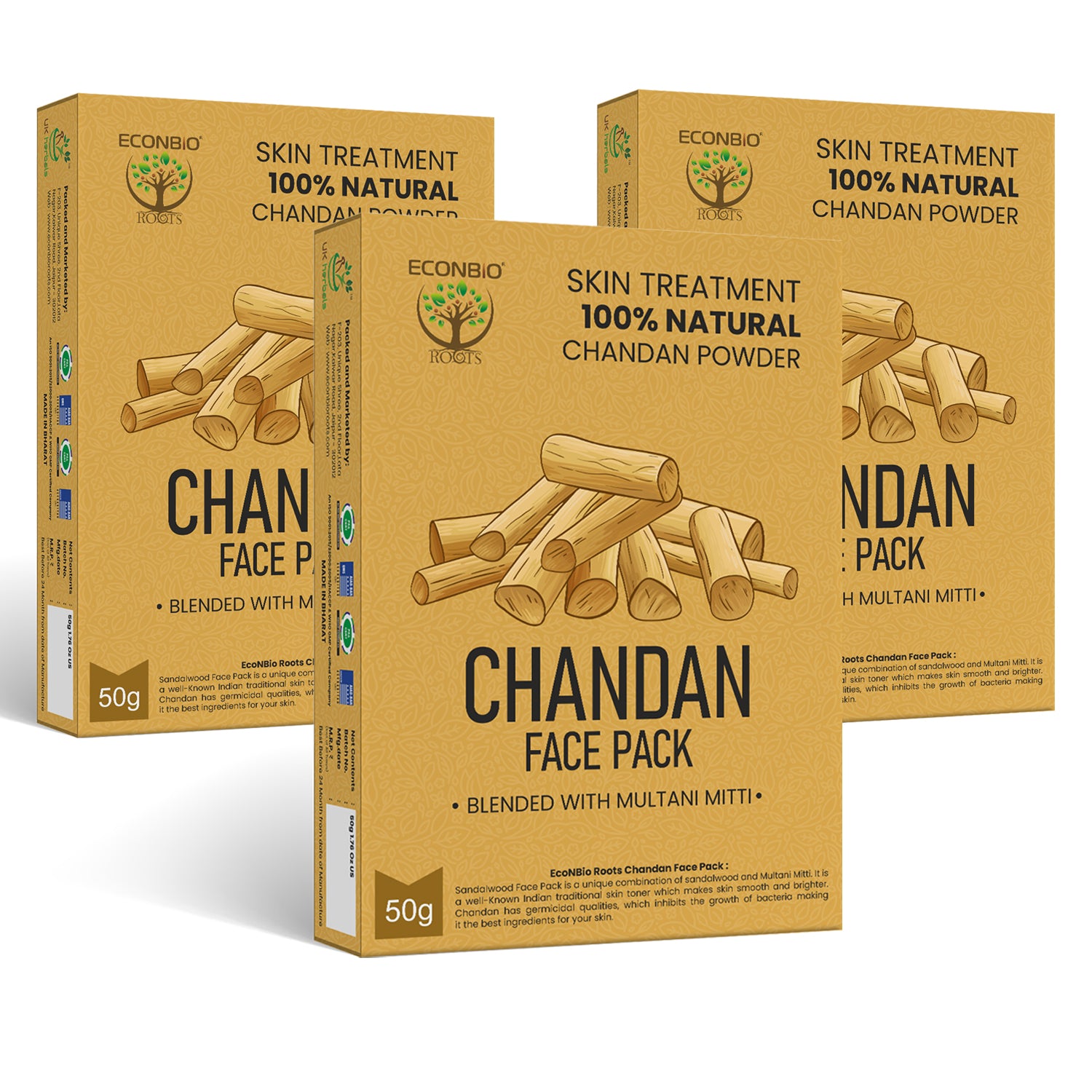 BYPURE NATURALS | Herbal Organic Sandal Chandan Powder | 100gm pack of 2 -  MyNiwa