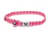 Coastal Safe Cat Fashion Adjustable Breakaway Collar Pink Dots 3/8X8-12In