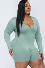 Load image into Gallery viewer, Plus Size V Neck Long Sleeve Bodycon Romper
