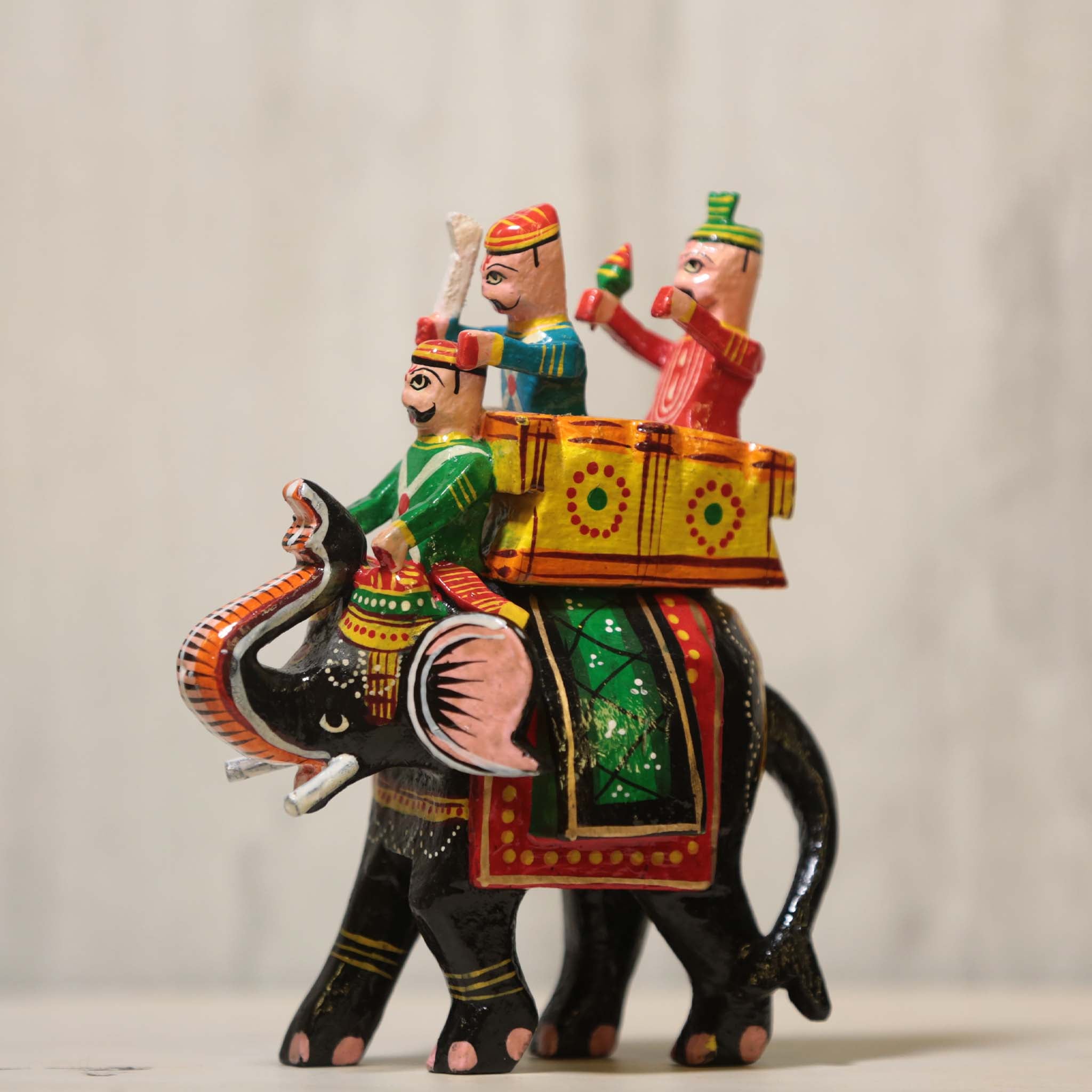 Rajasthani Elephant Figurine | Handpainted Wooden Home Decor-