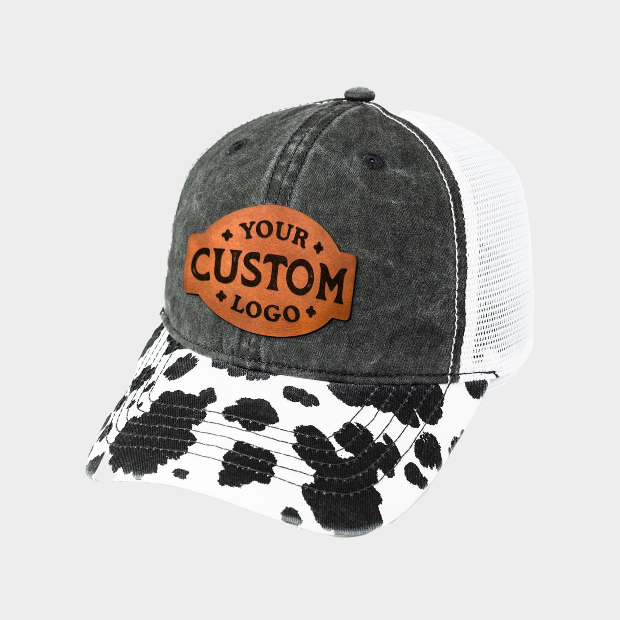 Custom PonyTail Leather Patch Animal Print Hat