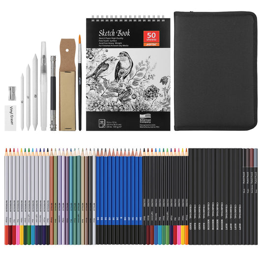 EGOSONG 41 Drawing Set Sketch Kit, Sketching Supplies with Sketchbook,  Graphite, and Charcoal Pencils, Pro Art Drawing Kit for Adults Teens  Beginners