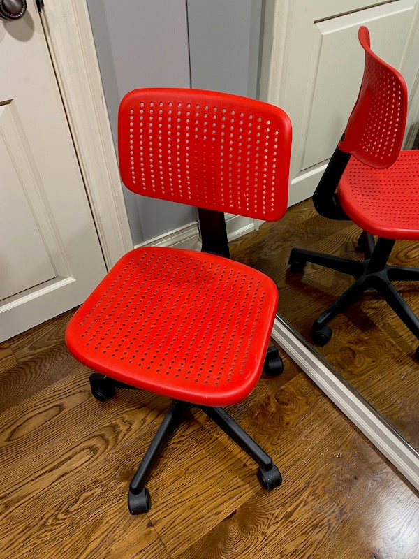 ikea red plastic desk chair