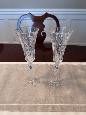 2 Jihlavske Sklarny Bohemia 24% Lead Crystal Champagne Flutes