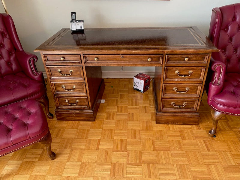 sligh leather top executive desk