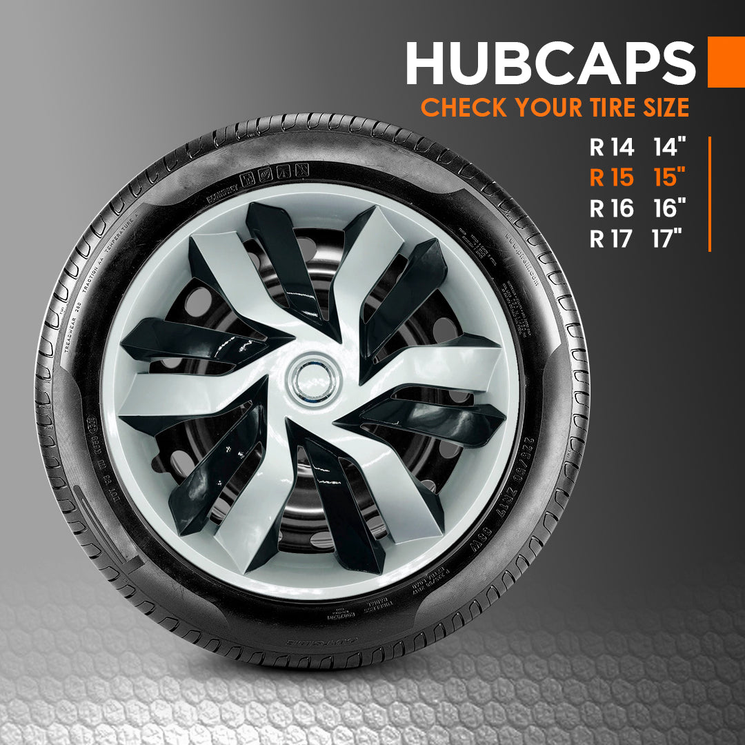 Michelin Alice Hub Caps 35.6 cm / 14 Inch Universal Wheel Trim Set of 4 for  Cars ABS Plastic Black / Silver