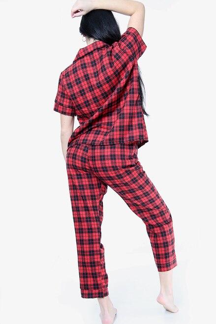 Cotton Mix Check Print Pyjama Set Trousers