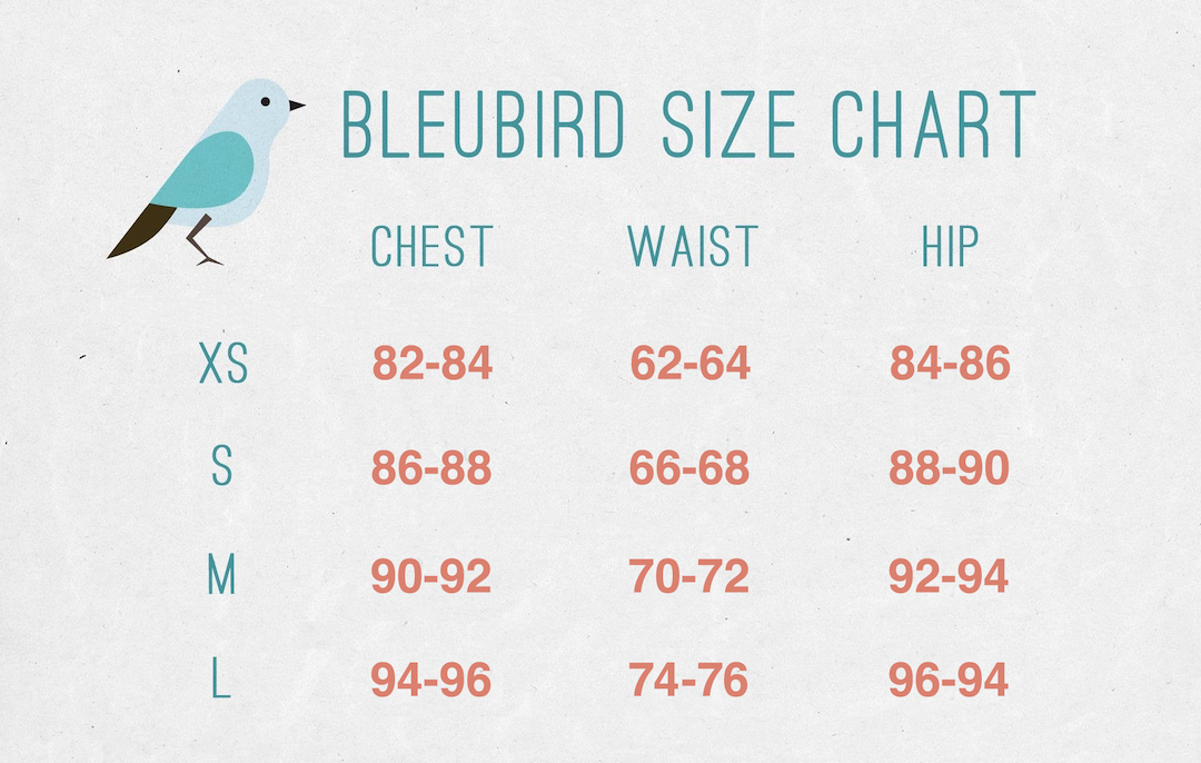 bleubird clothing size chart