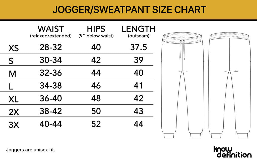 Joggers Size Chart 📍 Check the 'Size Chart' to find the right