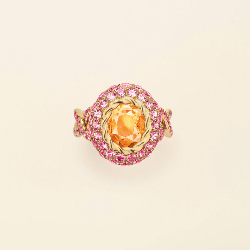 CERCHIO SEI BAGUE OR ROUGE ET TOURMALINE ORANGE – LEGION PARIS