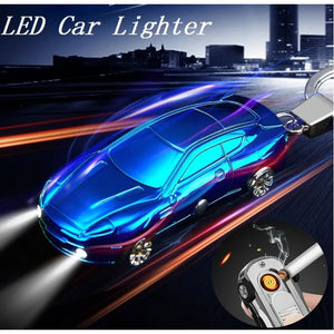 Mini Portable Keychain Flashlight USB Electric Lighter Tobacco Cigarette Charging Lighter Outdoor Windproof Lighters - POPOTR