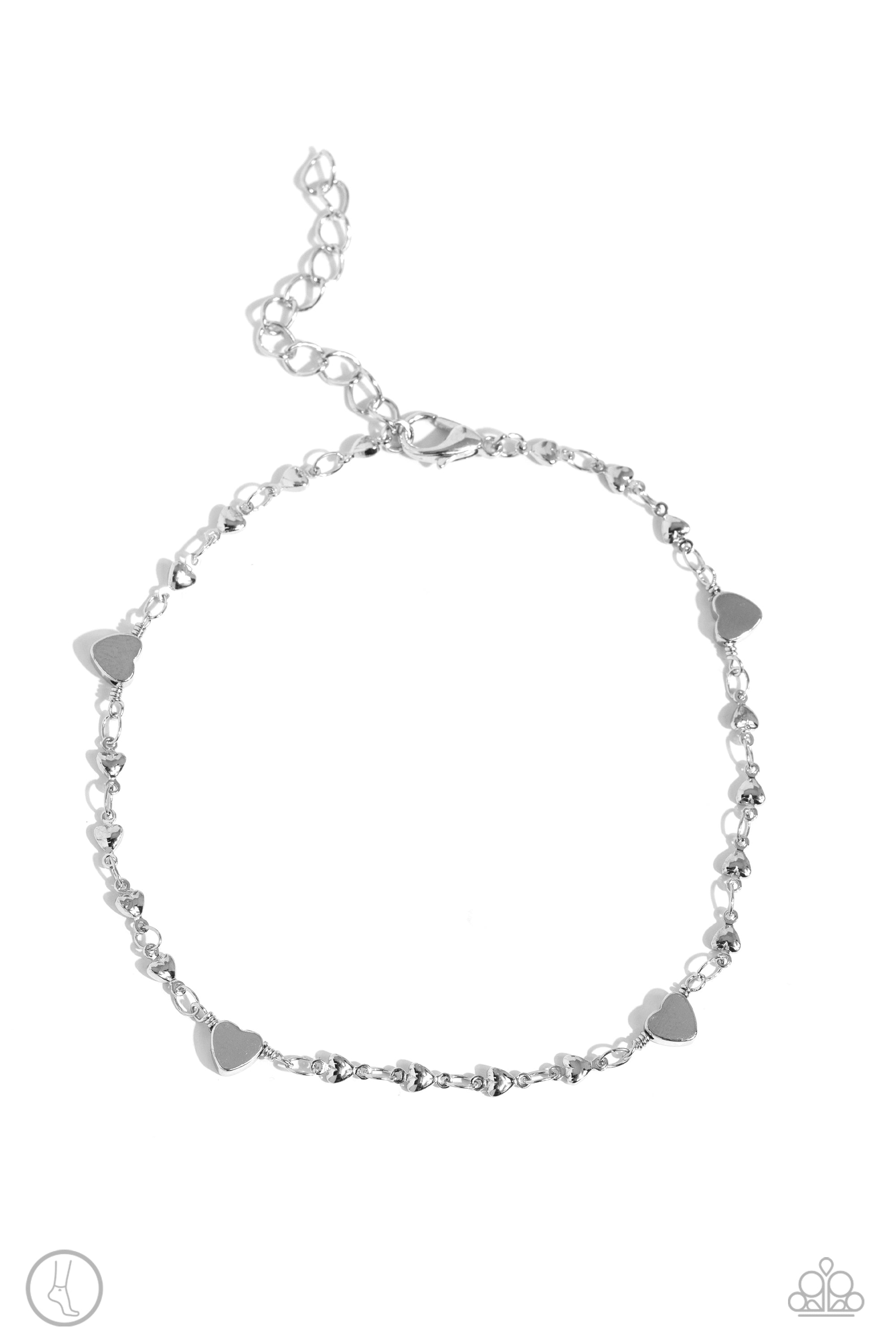 Highlighting My Heart - Silver - Paparazzi Heart Anklet