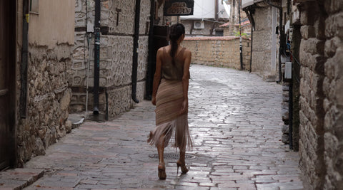 Model Walking On The Streets of Old City of Ohrid
