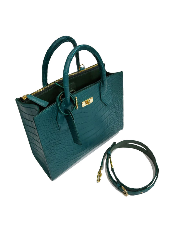 Authentic Crocodile Leather Women's Handbag Bag Cross body Himalayan  w/Strap