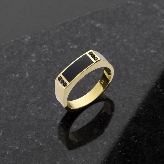 Black Signet Bar Ring