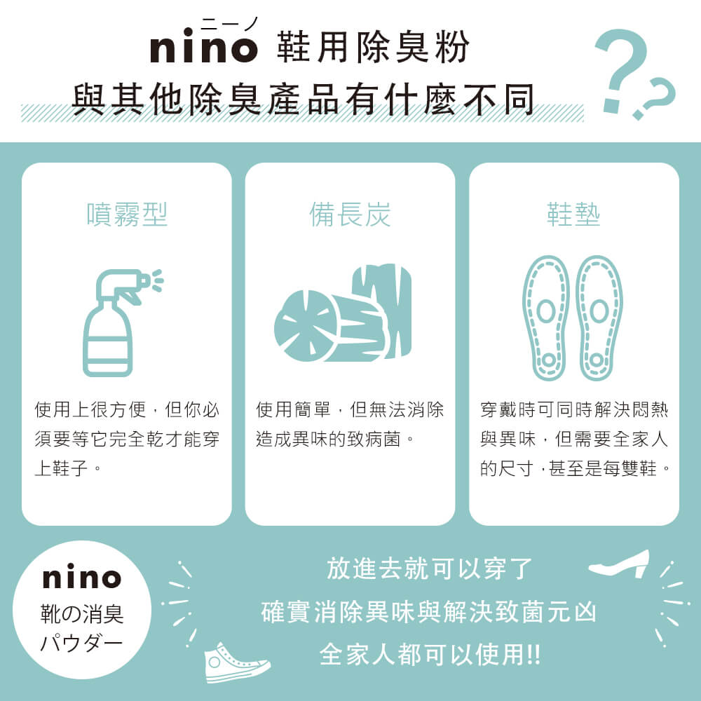 日本製nino 鞋用除臭粉 天然貝殼粉