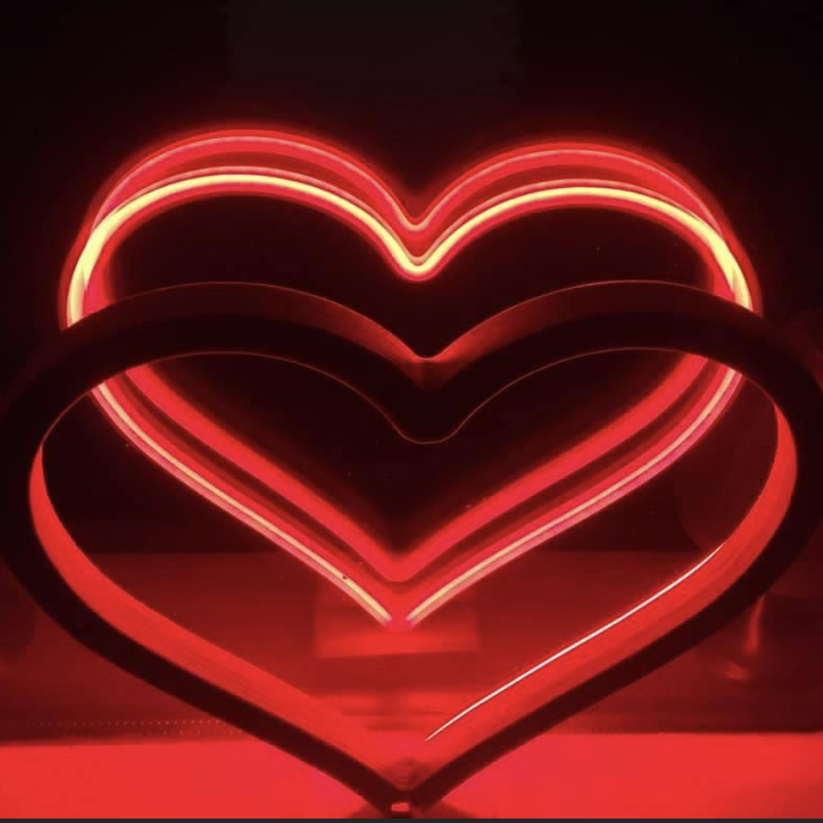 Red Neon Heart Light Up Live Ourglowinghearts