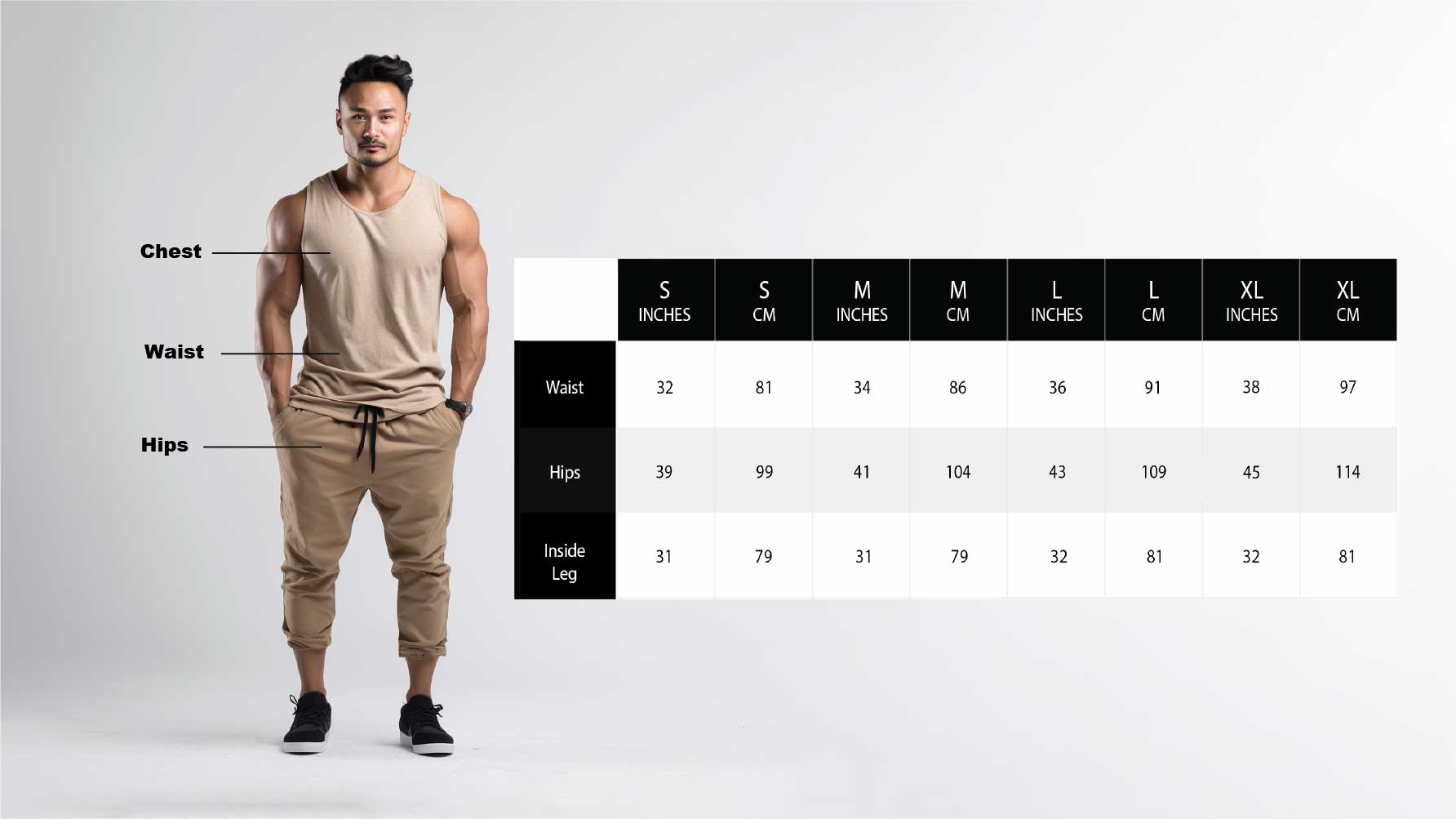 BLUESKETCH Men's Top Sizing Chart