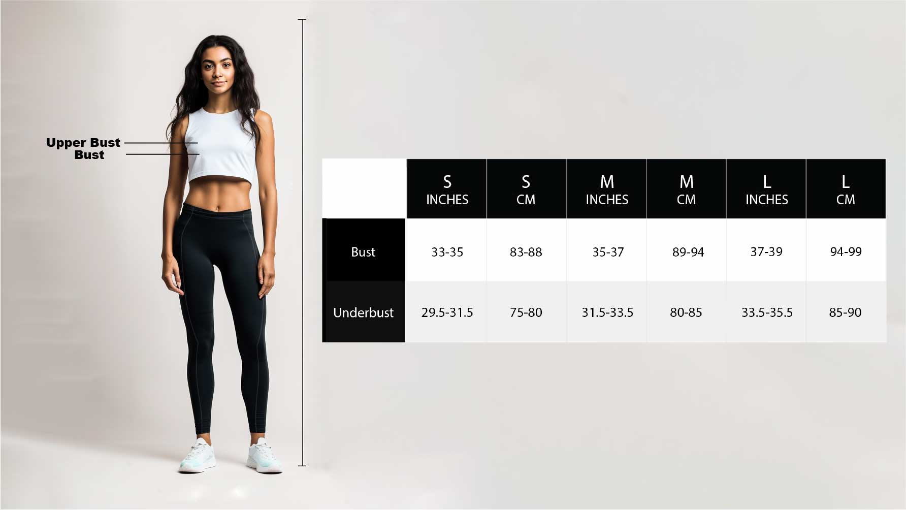 BLUESKETCH Women's Fitness Bra size chart