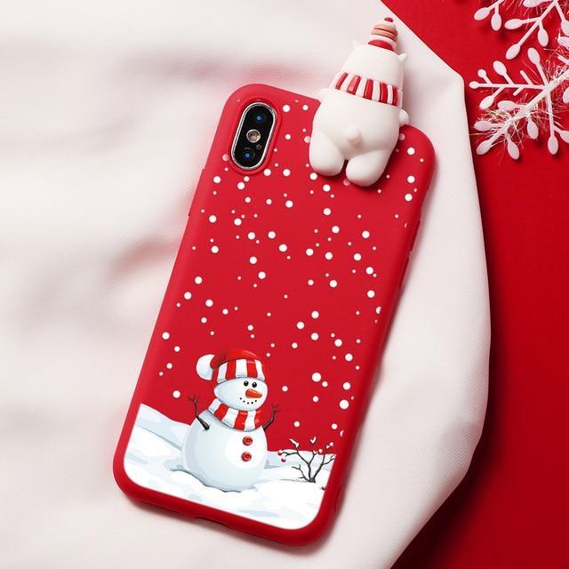 Christmas Cartoon Case For iPhone XR 11 Pro XS Max X 5 5S Silicone Matte Cover For iphone 7 8 6 S 6S Plus 7Plus Case Bear