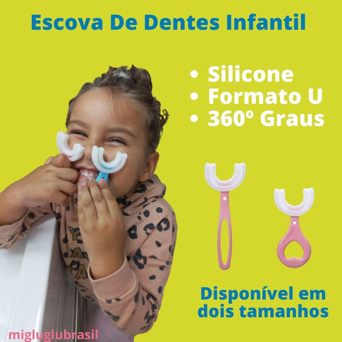 Escova de dentes em forma de U para crianças, escova de dentes para bebés, cabeça de silicone suave de qualidade alimentar, limpeza integral, gengivas de massagem