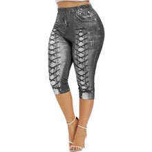 Load image into Gallery viewer, Printed Denim High Waist Yoga Pant
