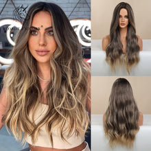 Charger l&#39;image dans la galerie, Long, Wavy Natural Synthetic Wig Ombre, Blonde &amp; Brown
