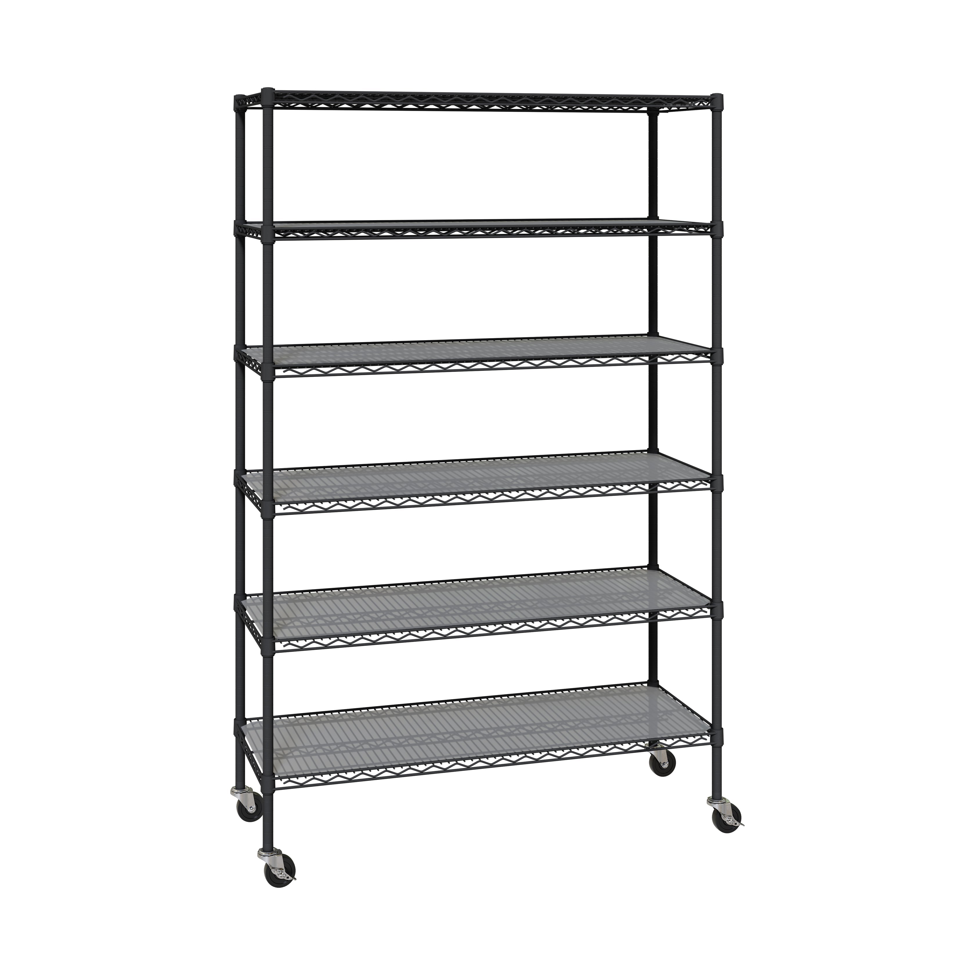 UltraDurable® 6-Tier NSF-Certified Steel Shelving with Shelf Liners, Graphite