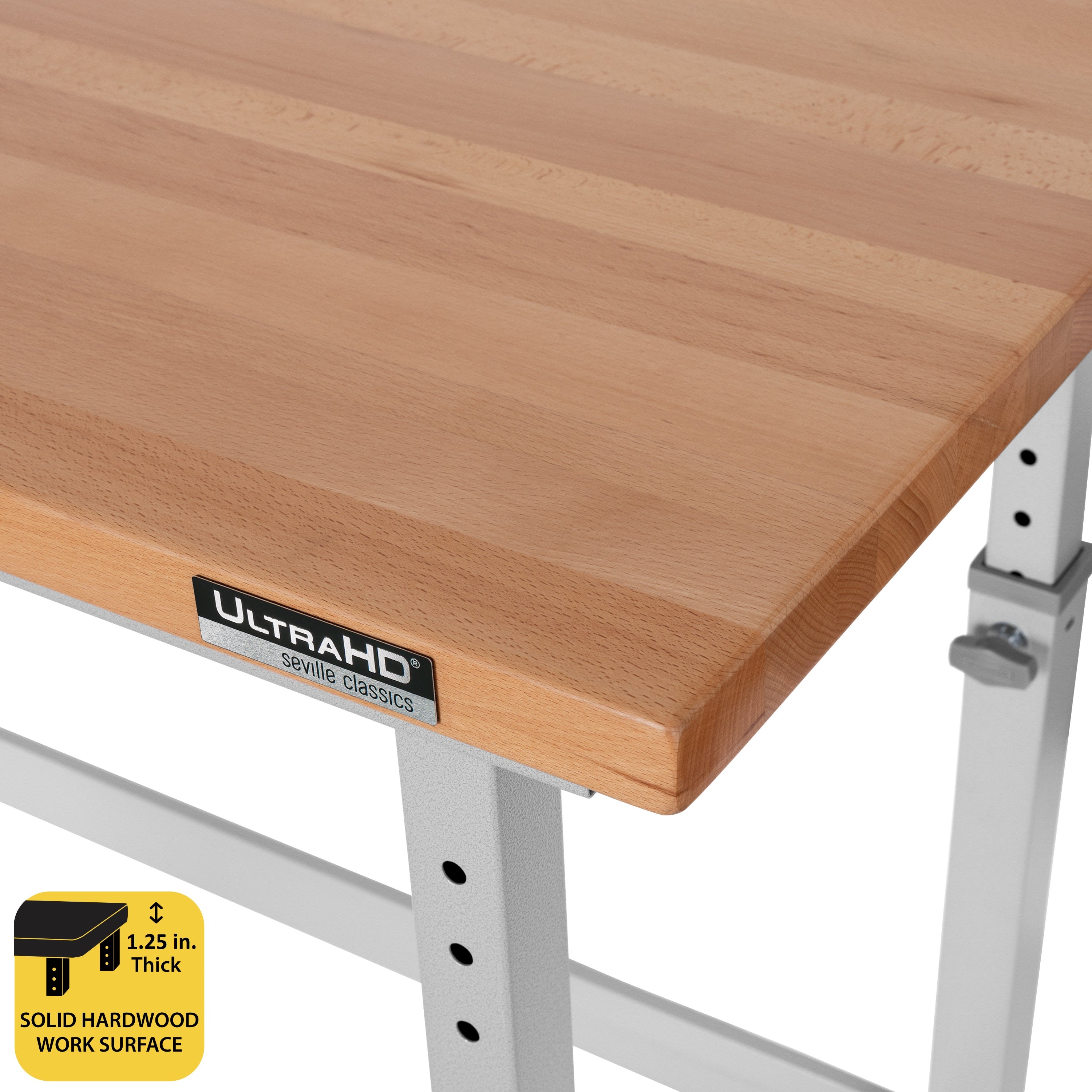 UltraHD Adjustable Height Heavy-Duty Wood Top Workbench by Seville Classics