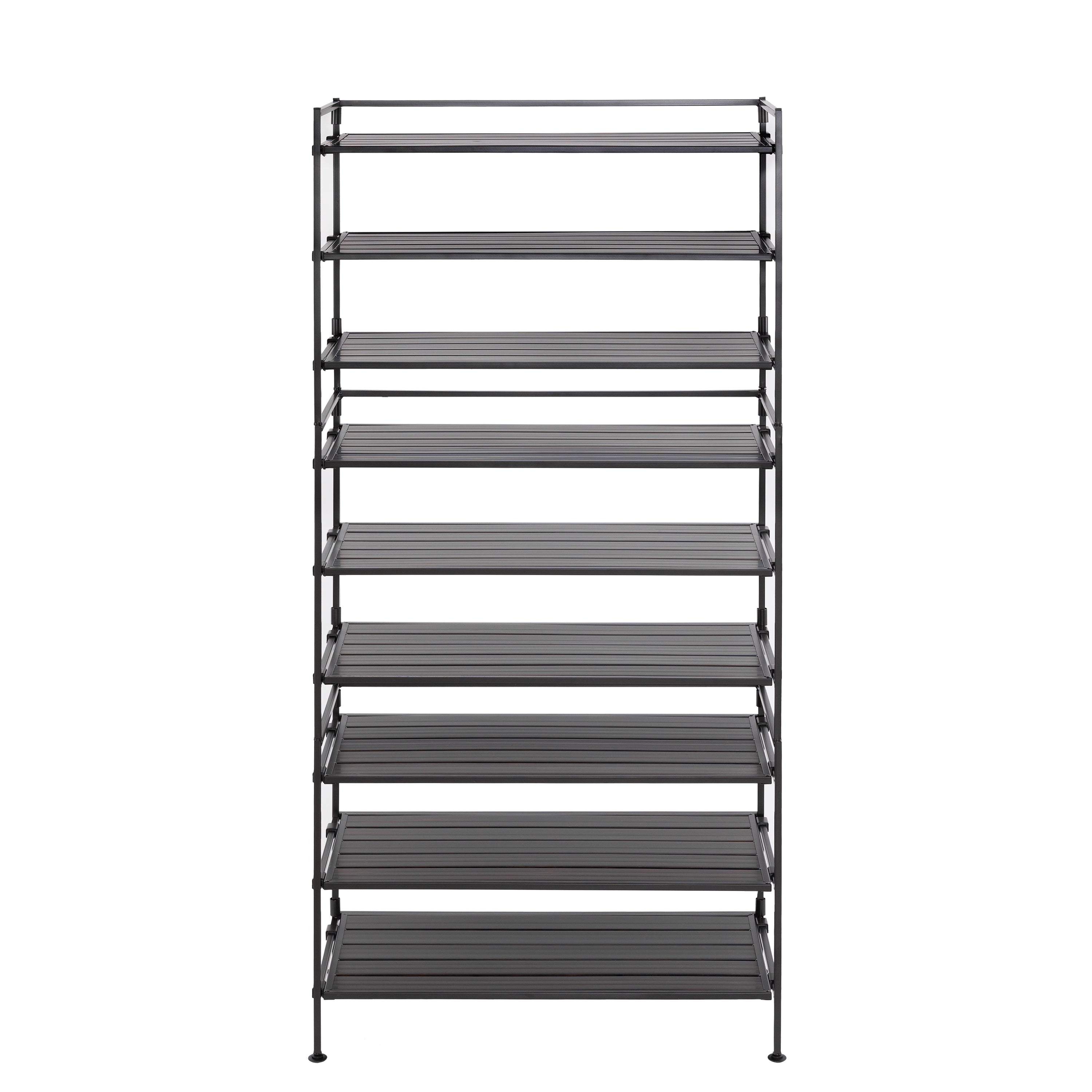 Seville Classics 3-Tier Stackable Shoe Rack Organizer, Metal, Gray 