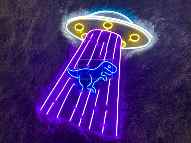UFO Kidnapping T-rex | LED Neon Sign